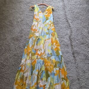 1. State Yellow, Blue & Green Floral Tiered Maxi Dress